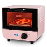 Dash Mini Toaster Oven - Sleek & Stylish - For Creative Homemade Treats - Compact, Space-Saving Design - adjustable temperature dial - Removable Baking Tray - Pink