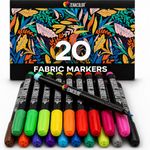 Zenacolor 20 Fabric Markers Pens Set - Non Toxic Fabric Paint Fine Point Textile Marker Pen
