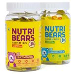 NutriBears Multivitamin and Calcium Gummies for Kids, Combo Pack (60 Gummy Bears, Strawberry, Orange & Mango Flavour) Vitamin C, D, & Zinc for Immunity, Supplement for Strong Teeth and Bones