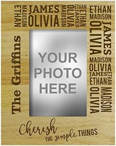 Darling Souvenir Engraved Wood Personalized Family Picture Frame with Names Gift-5 x 7 Inches Vertical - Customizable Gift