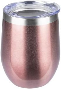 StarSpeed 12OZ Stainless Steel Wine Tumbler with lid. Stemless Double Wall Insulated Wine Tumbler.Wine Glass is suitable for different scenes, parties,outdoor, gifts and so on.(Rose Gold, 1)