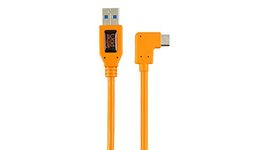 TetherPro USB 3.0 to USB-C Right Angle Adapter Cable | for Fast Transfer and Connection Between Camera and Computer | High Visibility Orange | 20 inches (50 cm) | Tether Tools