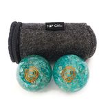 Top Chi Aquamarine Orgonite Baoding Balls with Carry Pouch for Hand Therapy, Exercise, and Stress Relief (Medium 1.6 Inch)