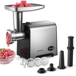 Electric Meat Grinder, Sausage Stuffer Maker 450W(3000W Max) Food Grinder with Blade & 2 Plates, Sausage Stuffer Tubes & Kubbe Kit, Stainless Steel Heavy Duty Meat Mincer Machine for Home Kitchen Use