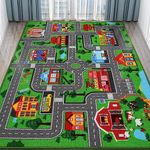 Mfmiudole Kids Carpet Car Play Rug, Kids Play Rug for Playroom, Kids Play Rugs Town City Road Map Rug, Extra Large Boys Kids Car Play Rug for Playroom, Bedroom, Living Room (200X150 CM)