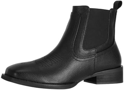 J's.o.l.e Cowboy Boots for Men Western Square Toe Ankle Chelsea Boots Black US 9