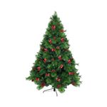 fizzytech Premium Artificial Christmas Tree with 1256 PVC/Pine Tips and Cherry & Pine Cone Accessories Realistic 6-Foot Xmas Tree for Home Decoration