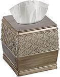 Creative Scents Tissue Box Cover Square - Decorative Square Tissue Holder for Bathroom - Modern Tissue Holder for Cute Elegant Bathroom Or Home Decor, Brushed Silver (Dublin Style)