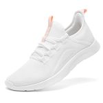 ALEADER Womens Tennis Shoes Slip On Nurse Shoes for Walking Running Trainning Wokout Sneakers White Peach Size 8 US