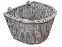 Home-ever Grey Wicker Bicycle Front Basket With Leather Strap