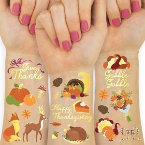xo, Fetti Thanksgiving Fall Tattoos for Kids - 30 styles | Give Thanks Decorations, Turkey, Happy Fall Decor, Autumn Game, Blessed