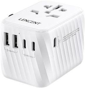 LENCENT Universal Travel Adapter, International AC Plug Power Adaptor with 5.6A 3 USB C 2 USB A Ports Wall Charger Worldwide Travel Essentials for AU to US EU UK Ireland Bali(Type C/G/A/I) Black