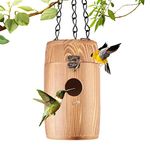 Bird Houses for Outside Hanging,Wooden Bird Houses,Bluebird Hummingbird Sparrow Wren Chickadee Bird House,DIY Crafts Gardening Bird Nesting Spring Decor Gift 6.7x3.95”