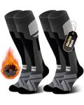 Niorasen Merino Wool Ski Socks Men, Thermal Knee-High Socks for Winter, Full Cushion Thick Socks, Skiing, Snowboarding, Outdoor Sports, Hunting, Hiking, Black 2 Pairs, UK 9-15