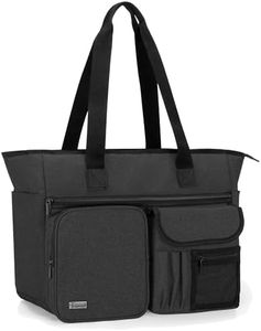 Trunab Borsa da Lavoro Portatile per Insegnanti, con Tasche Multiple e Custodia Imbottita per Laptop, Ideale per Lavoro, Viaggi, Scuola, Ufficio, Affari, Design Brevettato, Nero