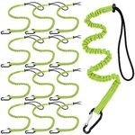 12 Pack Tool Lanyard with Single Metal Buckle and Adjustable Loop End, Standard Length, Maximum Weight Limit 8KG/ 17.6lb, with Aluminum Screw Lock, Retractable Shock Cord Stopper (Green)