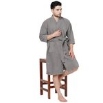 Welspun 100% Cotton Large Bath Robe | 325 Gsm Dobby Solid Bath Robe (Light Grey Dew
