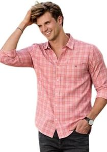 Louis Philippe Cotton Men's Slim Fit Shirt (LYSFCSLBS20976_Pink, 42