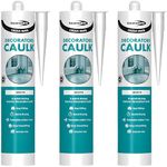 Bond It Caulk-Mate One Hour White Acrylic Decorators 3 Pack (285ml Each) – Quick Dry Flexible Paintable Caulk for Interior Cracks, Skirting Boards & Plasterboard Filling