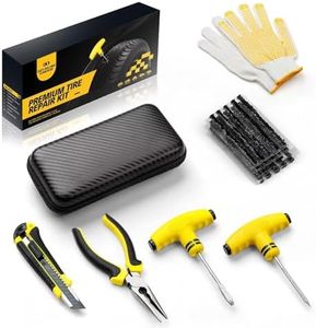 Kit Reparación Neumáticos - Kit de reparación de pinchazos de coche - Reparación de pinchazos de emergencia para auto coche motocicleta camión furgoneta - 20 cuerdas y caja de almacenamiento