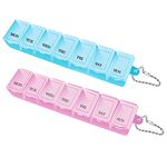 2 PCS Weekly Pill Organizer 7 Day Pill Box Organizer Medicine Box Tablet Dispenser Organiser Storage Case Portable Travel Pill Box Travel Medicine Organizer for Medication