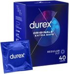 Durex Originals Extra Safe Condoms, Regular Fit, 40s, Easy On Shape, With Extra Silicone Lube