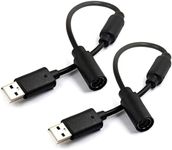 risingsaplings 2pcs USB Breakaway Cord for Xbox 360 & Slim Wired Controller, Dongle Adapter Extension Cable Replacement (2pcs (Black))