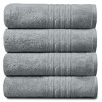 GC GAVENO CAVAILIA 4 Pack Hand Towels for Bathroom - Washable & Fast Drying Towel Set - 100% Egyptian Cotton Towels - Gym Towel, Silver/Grey