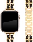 Dressy Apple Watch Bracelet Compatible with Apple Watch Band 42mm 44mm 45mm 49mm for Women, Fashion Chain Strap Fancy Luxury Metal Replacement Wristband for iWatch 9 8 7 6 5 4 3 2 1 SE Ultra