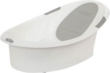 Nuby Newborn Baby Bath with Built in Anti-Slip Support and Soft Headrest, White Bathtub, Suitable from Newborn, White, 1 Count (Pack of 1)