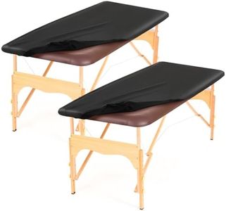 Macarrie 2 Pcs PU Leather Massage Table Cover Sheet PU Vinyl Leather Massage Table Protector Cover Waterproof Massage Table Sheets Massage Table Cover for Tables 28''-31'' Wide, 74'' Long (Black)