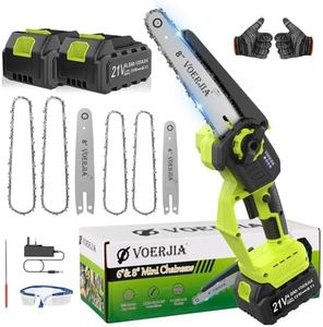 VOERJIA 6&8" Mini Chainsaw, Brushless Cordless Chainsaw with 2×4.0AH Batterie, 2 Guide Plate, 4 Chains, Electric Chainsaws with Automatic Oiler and Adjustable Chain for Cutting Branche, Trimming Tree