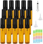 15 Pcs Glass Perfume Atomiser Refillable,Portable Mini Empty Spray Atomiser Bottle Reusable Travel Fragrance Glass Bottles for Essential Oil Hair Aromatherap Perfumes (5ml, Amber+Black)