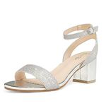 DREAM PAIRS Womens Ankle Strap Heeled Sandal Sandales Talons,Size 9W,A-Silver/Glitter,Carnival-W