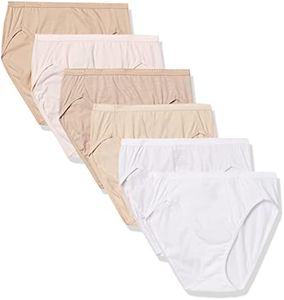 Hanes Ultimate Women's 6-Pack Breathable Cotton Hi-Cut Panty, Soft Taupe, White, Nude, Light Buff, Nude Heather, Sugar Flower Sweet Dot, 7