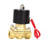 MABROOK AC220V 1/2" Brass Electric Solenoid Valve Water Air Fuels Gas Normal Closed New