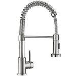 APPASO Commercial Kitchen Tap, Stainless Steel Spring Kitchen Sink Mixer Tap with Pull out Sprayer, Single Lever Brushed Nickle Sink Taps for Kitchen with 2-Mode Spray 360°Swivel, Hot & Cold Available