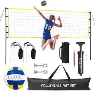 Ultra Sporting Goods Volleyball Net for Backyard, Includes 32x3 Ft Beach Volleyball Net with Poles, 8.5-Inch PU Volley Ball, Bag & Pump, Portable Volleyball Net for Outdoor or Home Use, Complete Set