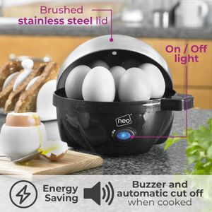 Neo 3-in-1 Electric Egg Cooker – Boiler, Poacher & Omelette Maker, Black/Silver