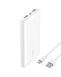 Belkin 10000 mAh Lithium-ion Power Bank | Type C PD Input & Output | Tripple Output | 2-Year $2500 CEW | White Edition