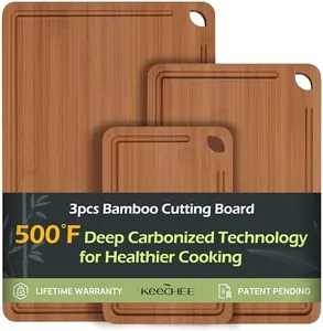 Bamboo Cutting Board, Durable Wood Cutting Boards for Kitchen with Deep Juice Grooves & Built-in Handles, Ideal Charcuterie & Chopping for Meat, Vegetables and Fruits Ideas Kitchen Gift for Home Cooks