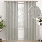 YoungsTex Natural Linen Curtains 84 Inch Long for Living Room Bedroom Grommet Top Light Filtering Privacy Linen Textured Window Semi Sheer Drapes, 2 Panels, 52x84 Inch, Dark Grey