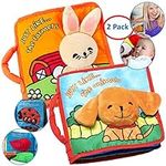 ToBe ReadyForLife Stimulating Baby Books 0-6 Months and 6-12 Months Infants | Crinkle Books for Babies Makes Great Toys Gift for 1 Year Old | Soft Cloth Animals Books for Baby Gift (2-Pack)