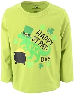 Unique Baby Boys Long Sleeve Irish Dino St Patricks Day Shirt for Toddler and Big Kids (6Y, St Pat-Rex Day)