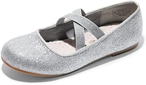 DREAM PAIRS Girls Ballerina Dress Shoes Mary Jane Flats,Size 1 Little Kid,Silver,Angie-2
