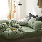 Sedefen Green Duvet Cover California King Size 3 Pieces Super Soft Microfiber Light Green Bedding Duvet Cover Minimalist Style Solid Color Bedding Set with Zipper Ties