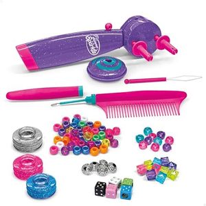 Colorbaby Shimmer 'n Sparkle 47089 - Set da parrucchiere per bambini, treccia di capelli elettrica, pettine a plettri, con perline colorate, elastici per capelli, per decorare i capelli, +8 anni,