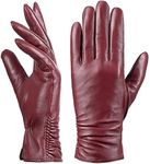 Womens Winter Leather Touchscreen Texting Warm Driving Lambskin Pure Genuine leather Gloves, Red, Medium