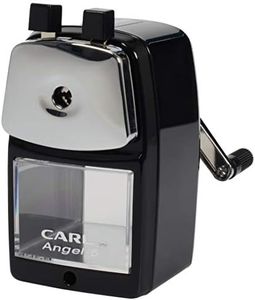 Carl Angel-5 Manual Pencil Sharpener with Metal Table Mount. Quiet for The Classroom, Home & Office, Black (CUI19018)