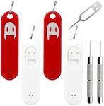 6 Pack SIM Card Removal Tool, Sim Card Tray Opening Tool Eject Pins Needle Opener Ejector Compatible with All iPhone Apple iPad Samsung Galaxy Cell Phone Smartphone Watchchain Link Remover, Red,White